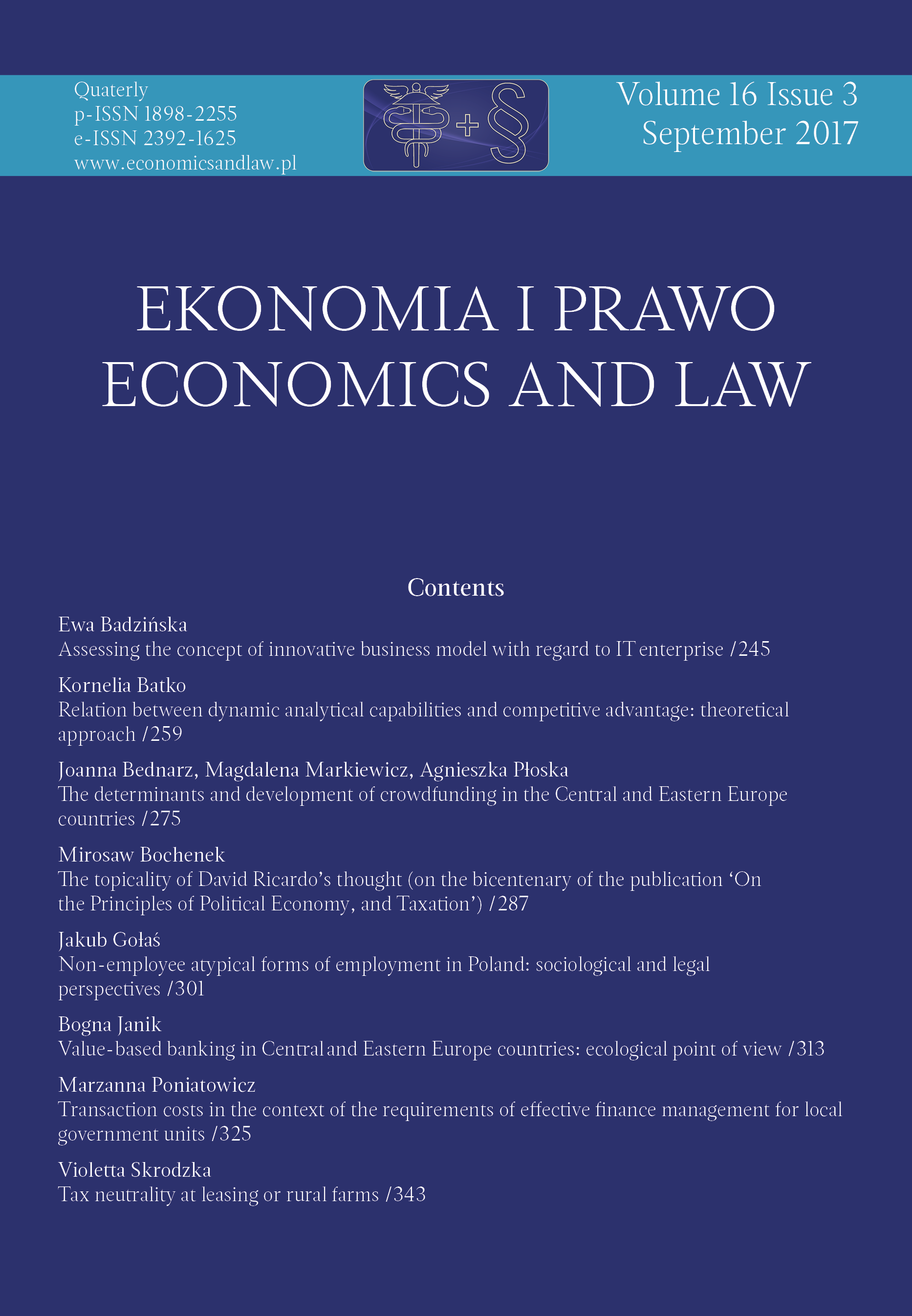 Ekonomia i Prawo. Economics and Law