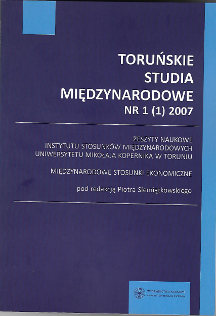 					View Vol. 1 No. 1 (2007): Toruńskie Studia Międzynarodowe
				